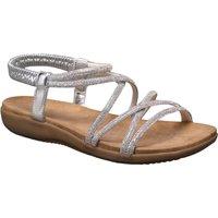 IVACHY Women's Gladiator Sandals Rhinestone Strappy Flat Summer Sandals with Ankle Strap in Silver | Size: 5