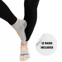 Calitek Ubung Grey Yoga CAL173 Non Slip Open Toe Socks Packs of 12 Size 4-9 UK Size | Size: 1