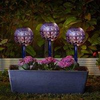 Marco Paul 3 Pack of Bronze Solar Silhouette Orb Stake Lights 40cm in Purple