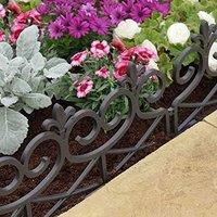 Marco Paul 4pc Decorative Garden Edging Plastic Scroll Fence Panels Flower Border in Black