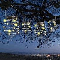 Marco Paul Pack of 4 Silver Solar Powered Spiral Light