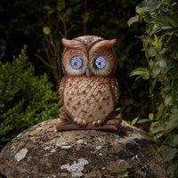 Marco Paul Solar Powered Blinking Owl Garden Ornament 25cm in Brown