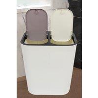 Living and Home 15L 2 Compartments Rubbish Dustbin Double Recycling Bin 2 Section Trash Can Dry Wet Separation Sorting Push-type Spring Lid Kitchen