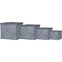 Primrose Feathered Pattern Fibreglass Square Patio Planter in Lead Grey 29cm