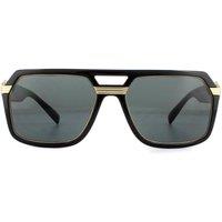 Versace Men's Square Black Dark Grey Sunglasses