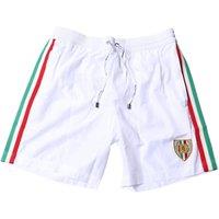 Dolce & Gabbana Men's Elastic Waist Swim Shorts with Drawstring & Pockets in White | Size: 34
