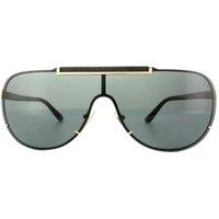 Versace Men's Shield Gold Grey Sunglasses