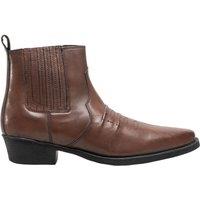 Woodland Men's Distressed Leather Gusset Western Ankle Boots in Dark Brown | Size: 6