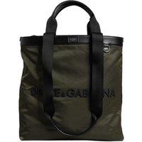Dolce & Gabbana Men's Leather Trimmed Polyamide Shoulder Tote Bag in Green