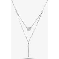 T.H.Baker Women's Sterling Silver Cubic Zirconia Pave Two Row Double Lariat Necklace N611060 | Size: 40 cm
