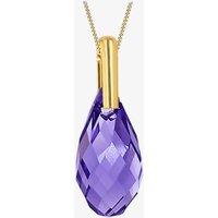 T.H.Baker Women's 9ct Yellow Gold Purple Crystal Dropper Necklace 1.68.7121 | Size: 18 inches