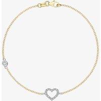 T.H.Baker Women's 9ct Two Colour Gold Cubic Zirconia Open Heart Bracelet 2.23.7162 | Size: 7.5inch