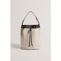 TASHAH Belt Detail Canvas Herringbone Backpack