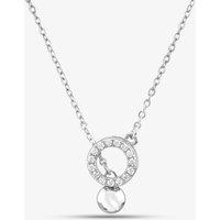 T.H.Baker Women's Silver Cubic Zirconia Open Circle With Silver Ball Necklace MPW0069A | Size: Standard