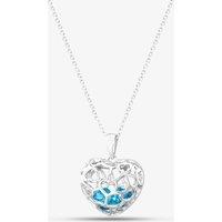 T.H.Baker Women's Silver Blue Cubic Zirconia Caged Heart Pendant Necklace SP01420S | Size: Standard