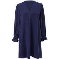 MODISHION Women's Fashion V - Neck Dress with Ruffled Long Sleeves in Navy | Size: 2XL