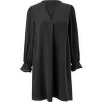 MODISHION Women's Fashion V - Neck Dress with Ruffled Long Sleeves in Black | Size: 2XL