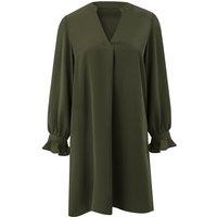 MODISHION Women's Fashion V - Neck Dress with Ruffled Long Sleeves in Green | Size: Small