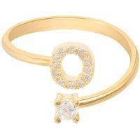 Latelita Women's Initial Ring Gold O in White
