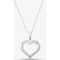 T.H.Baker Women's Silver Cubic Zirconia Open Heart Pendant Necklace SP06405A | Size: Standard