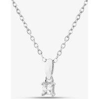 T.H.Baker Women's Silver Small Princess Cut Cubic Zirconia Pendant Necklace ZQP00043 | Size: Standard