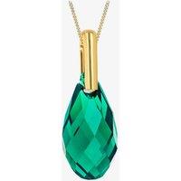 T.H.Baker Women's 9ct Yellow Gold Green Crystal Dropper Necklace 1.68.7120 | Size: 18 inches