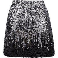 MODISHION Women's Sexy Shiny High-Waisted Sequin Mini Skirt in Black | Size: XL