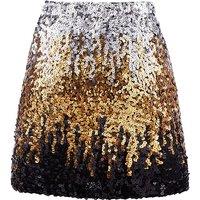 MODISHION Women's Sexy Shiny High-Waisted Sequin Mini Skirt in Gold | Size: Large