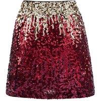 MODISHION Women's Sexy Shiny High-Waisted Sequin Mini Skirt in Wine | Size: Medium