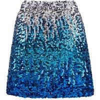 MODISHION Women's Sexy Shiny High-Waisted Sequin Mini Skirt in Blue | Size: Small