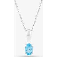 T.H.Baker Women's 9ct White Gold Oval Cut Blue Topaz Necklace OJS0006P-SBT 9KW | Size: Standard