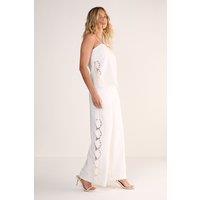 NastyGal Women's Cutwork Side Tailored Wide Leg Pants in White | Size: Small