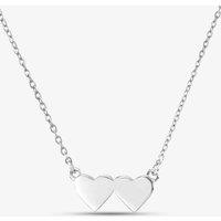 T.H.Baker Women's Silver Plain Double Heart Necklace NC01104A | Size: Standard