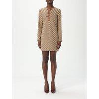 GG Mini Dress with Leather Detail Wo - Camel Dresses