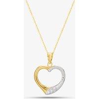 T.H.Baker Women's 9ct Two Colour Gold Half Textured Open Heart Pendant Necklace UPD2302YW | Size: Adjustable