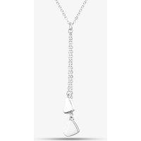 T.H.Baker Women's Silver Two Plain Heart Chain Dropper Necklace NC01094A | Size: Standard