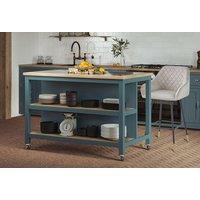 Baumhaus Kitchen Island (Blue) Open with Breakfast Bar in Blue