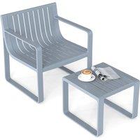 Gymax 2-Piece Patio Furniture Set Weatherproof PP Chair With Coffee Table in Grey