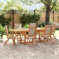7 Piece Garden Dining Set Solid Wood Acacia and Textilene