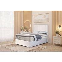 Somnior Eleanor Plush Divan Bed Set with Pillowtop Mattress & 54 Headboard in White | Size: Double