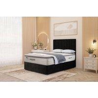 Somnior Eleanor Plush Divan Bed Set with Pillowtop Mattress & 54 Headboard in Black | Size: Super King