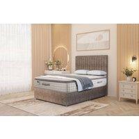 Somnior Eleanor Tweed Divan Bed Set with Pillowtop Mattress & 54 Headboard in Brown | Size: Small Double