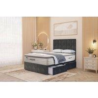 Somnior Eleanor Tweed 2 Drawer Divan Bed Set with Pillowtop & 54 Headboard in Charcoal | Size: Single