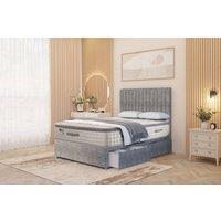 Somnior Eleanor Tweed 2 Drawer Divan Bed Set with Pillowtop & 54 Headboard in Grey | Size: Single