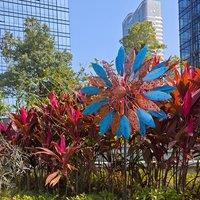 Primrose Metal Flutter Kinetic Wind Spinner in Bronze & Blue 40cm