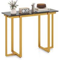 Gymax Console Table Modern Faux Marble Entryway Table Metal Frame in Gold