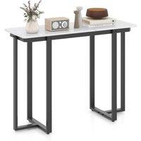 Gymax Console Table Modern Faux Marble Entryway Table Metal Frame in Black