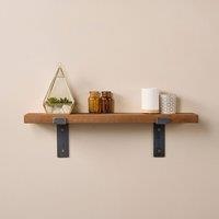 Off the Grain Walnut Shelf with Lipped Brackets - Wooden Shelf - 40cm in Dark Brown | Size: 40 cm x 15 cm