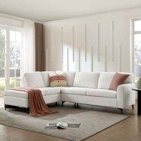 Home Detail Alyssum Left-Hand Corner Sofa in White | Size: 4 Person