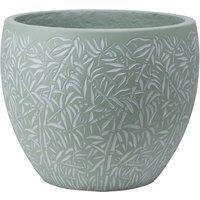 Primrose Round Bamboo Leaf Design Lightweight Outdoor Planter in Green 44cm in Pale Green
